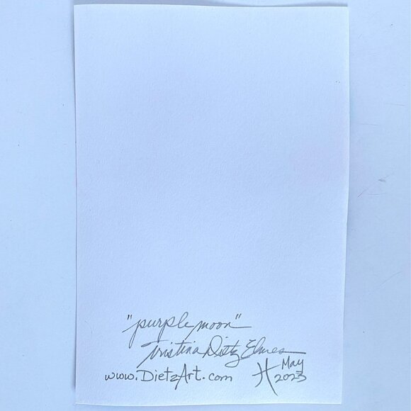 Purple Moon Original Art Acrylic Painting Mixed Media Matted Frame Ready 8x10in - Picture 6 of 7